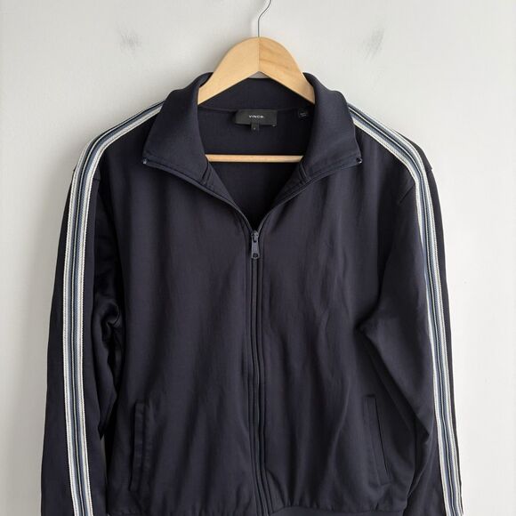 Vince Black Performance Jacket and Joggers with White Stripes track suit. - Picture 7 of 11